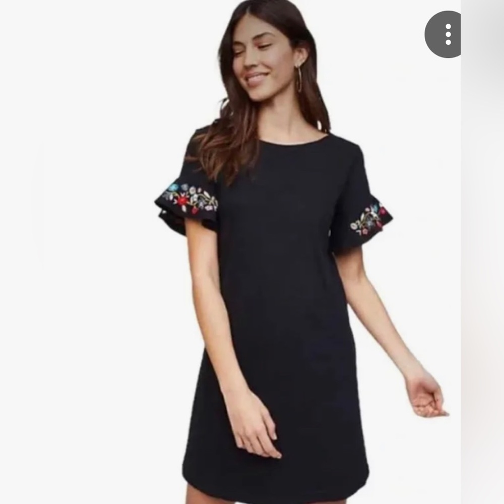 Loft Embroidered Flutter Sleeve Dress